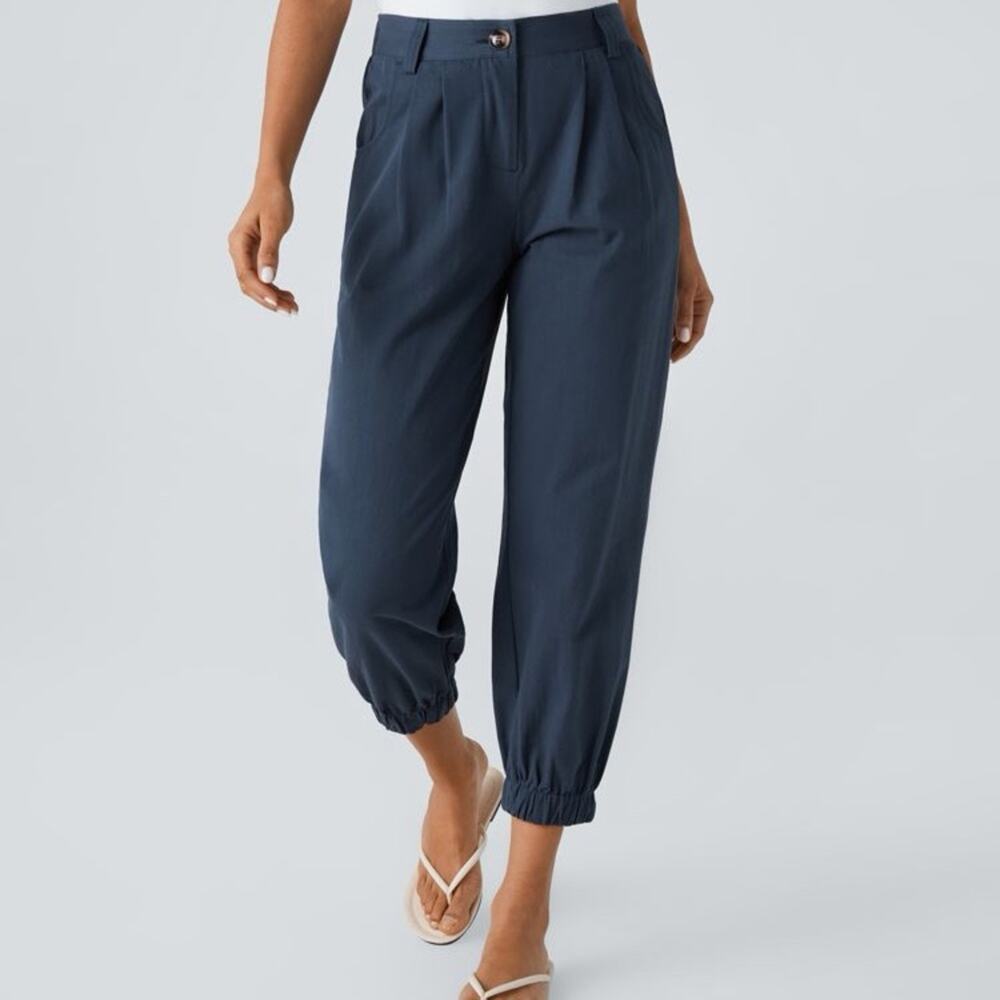 NWT Halara Mid Rise Zipper Pocket Casual Cotton Joggers Moonlit Ocean Small